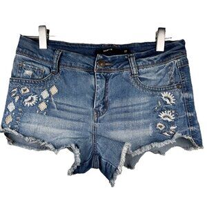 Harper 27 Embroidered Jean Shorts Cut Off Denim Concert Boho
